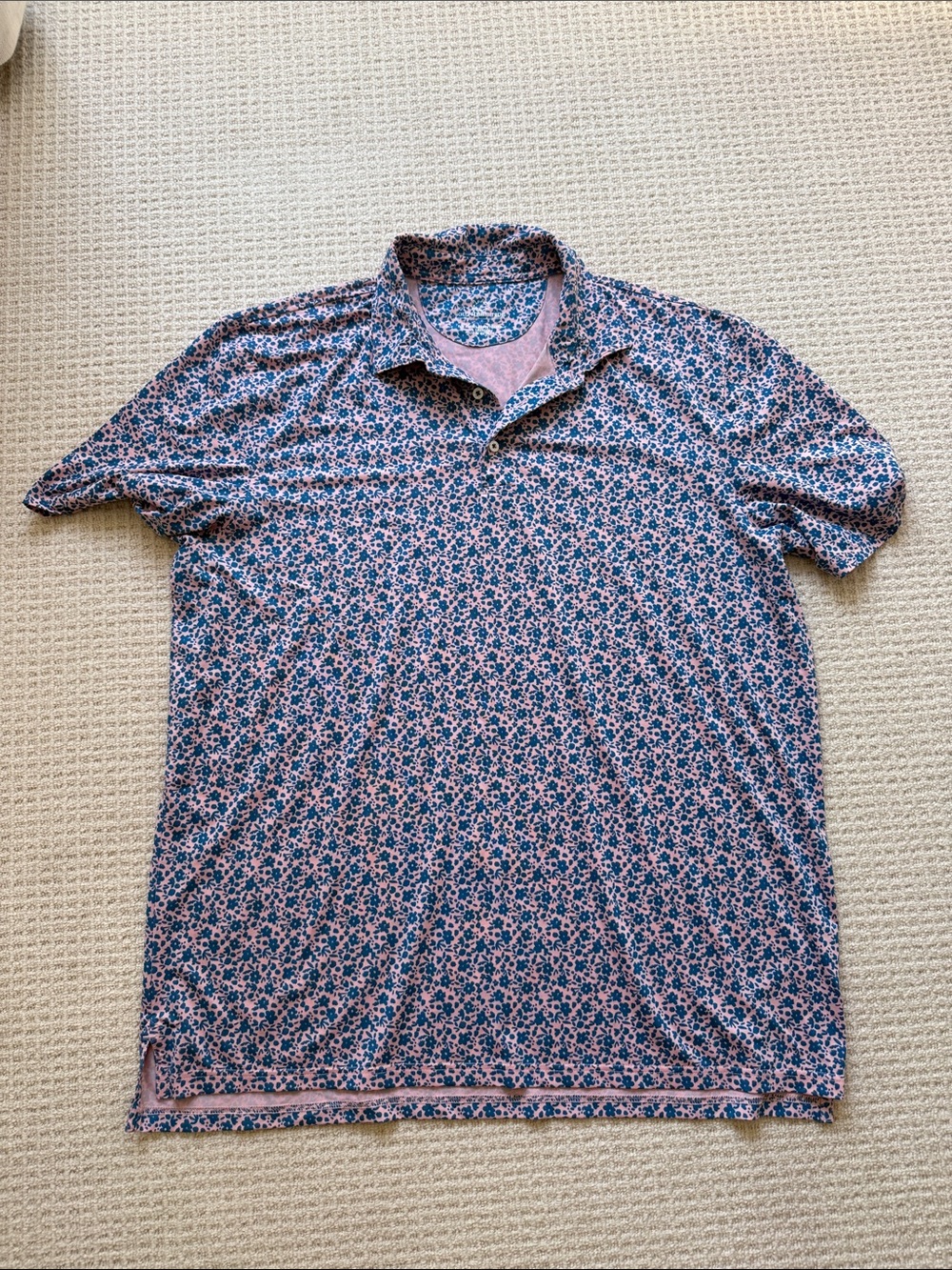 Southern Tide Pink and Blue Floral Polo
